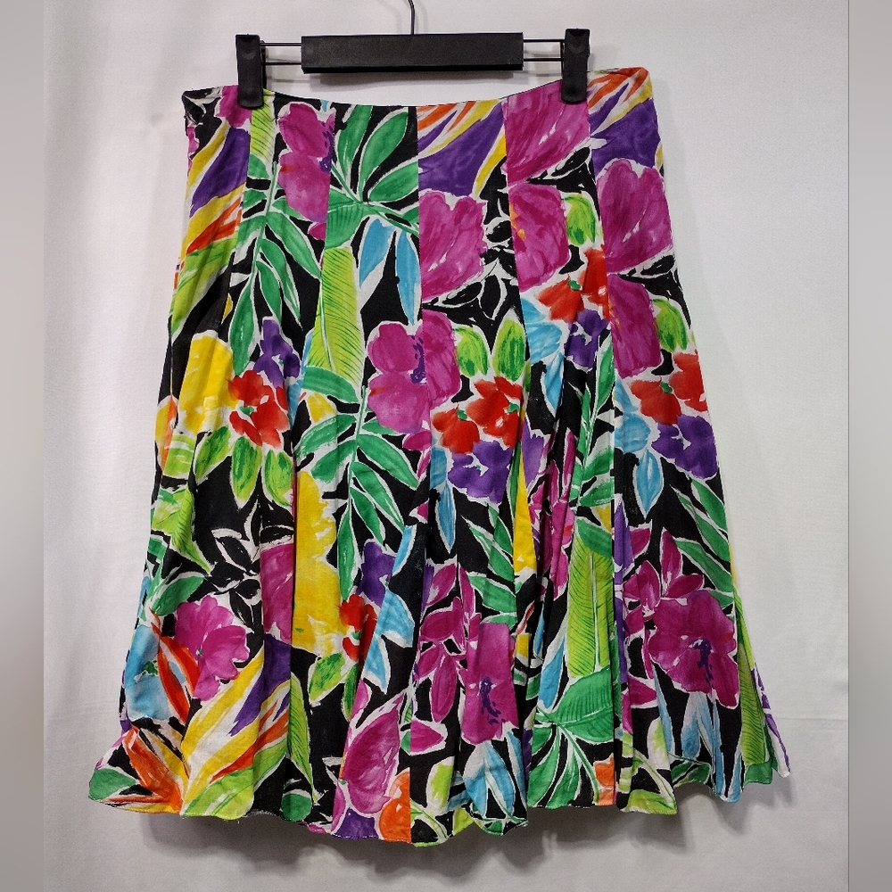 Ralph Lauren Floral Pleated Skirt Women’s 8 Multicolor Tropical Beach Vacation